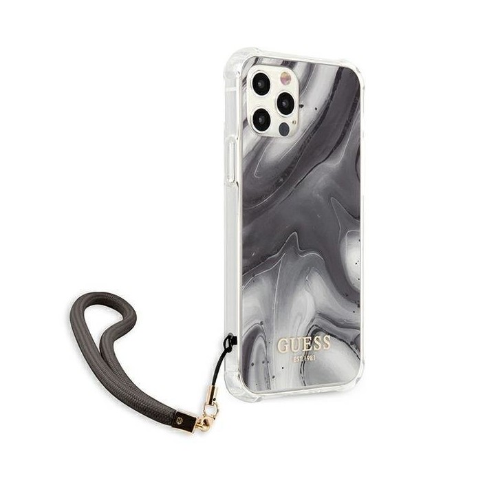Funda Rígida Guess Gris Mármol con cadena de...