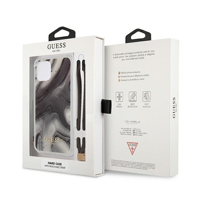 Funda Rígida Guess Gris Mármol con cadena de...