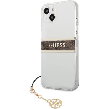 Funda Guess para iPhone 13 Mini Transparente con franja Marrón
