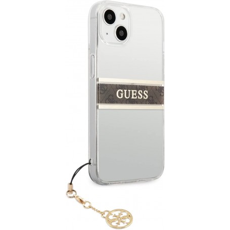 Funda Guess para iPhone 13 Mini Transparente con franja Marrón