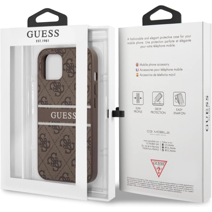Funda Guess para iPhone 13 Mini Marrón con logo...