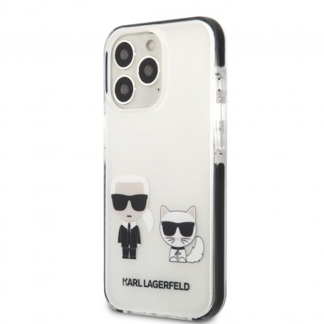Funda Rígida Karl Lagerfeld diseño Karl y Choupette para Apple iPhone 13 Pro Color Blanco