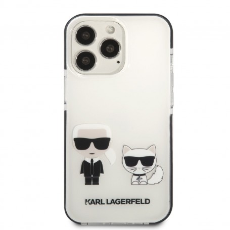 Funda Rígida Karl Lagerfeld diseño Karl y Choupette para Apple iPhone 13 Pro Color Blanco