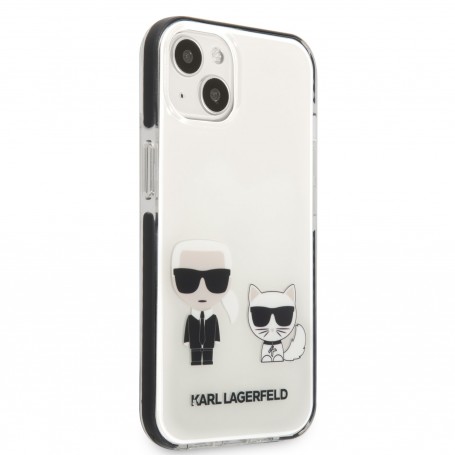 Funda Rígida Karl Lagerfeld diseño Karl y Choupette para Apple iPhone 13 Color Blanco