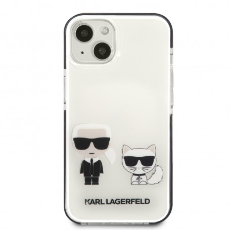 Funda Rígida Karl Lagerfeld diseño Karl y Choupette para Apple iPhone 13 Color Blanco