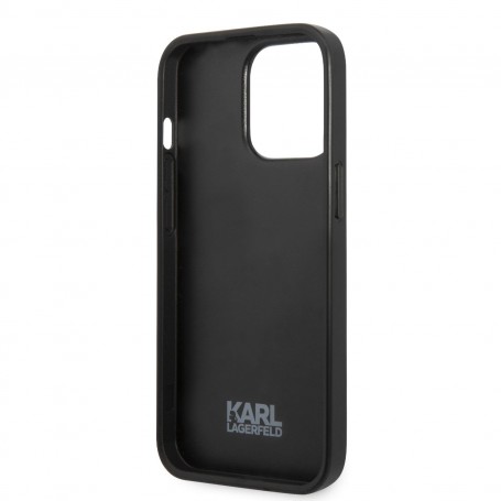 Funda Rígida Karl Lagerfeld diseño Karl y flores para Apple iPhone 13 Pro Max Color Gris