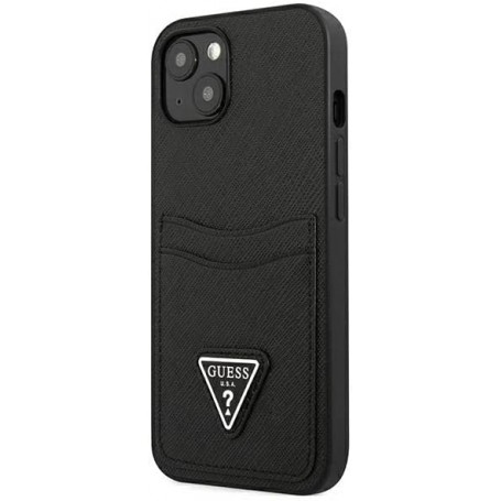 Funda Guess diseño Saffiano con tarjetero para Apple iPhone 13 color Negro
