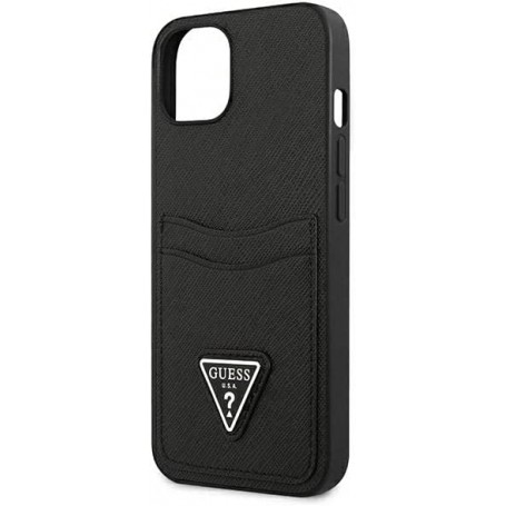 Funda Guess diseño Saffiano con tarjetero para Apple iPhone 13 color Negro