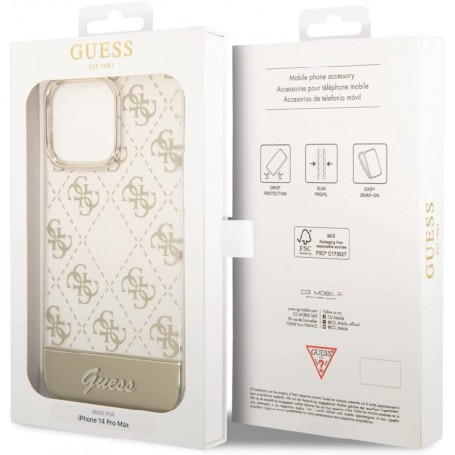 Funda Rígida Guess diseño 4G para Apple iPhone 14 Pro Color Dorado