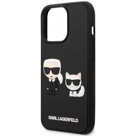 Funda Rígida Karl Lagerfeld diseño Karl y Choupette en 3D para Apple iPhone 14 Pro Max color Negro
