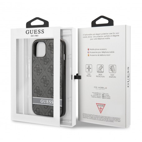 Funda Guess para Apple iPhone 13 Gris con logo y franja Gris