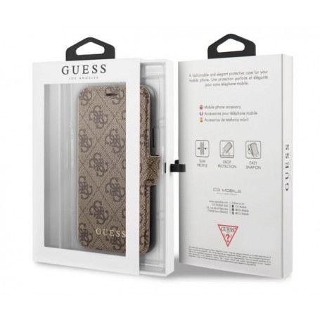 Funda Guess Tipo Libro diseño 4G para iPhone 12 | 12 Pro color Marrón