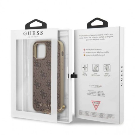 Funda Guess en Silicona diseño 4G con Charm para iPhone 12 | 12 Pro color Marrón