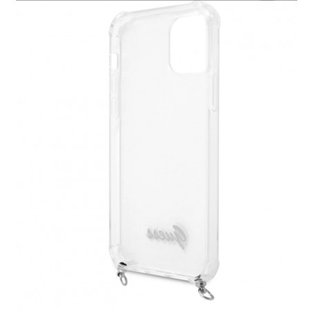 Funda Rígida Guess Transparente con cadena Plateada para iPhone 12 | 12 Pro