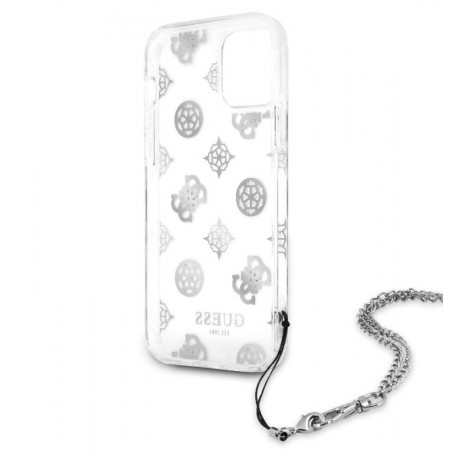 Funda Rígida Guess Transparente con cadena Peony para iPhone 12 Pro Max