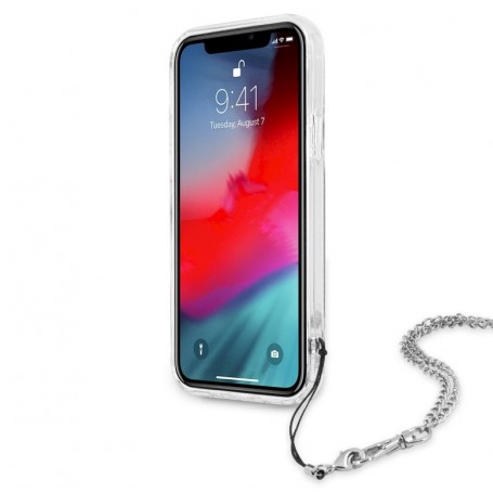 Funda Rígida Guess Transparente con cadena Peony para iPhone 12 Pro Max