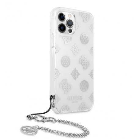 Funda Rígida Guess Transparente con cadena Peony para iPhone 12 Pro Max
