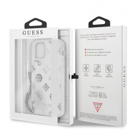 Funda Rígida Guess Transparente con cadena Peony para iPhone 12 Pro Max