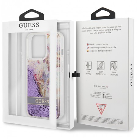 Funda Guess purpurina líquida para iPhone 11 Flores Color Morado