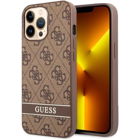 Funda Guess para Apple iPhone 13 Pro Max Marrón con logo y franja Marrón
