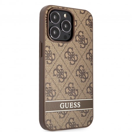 Funda Guess para Apple iPhone 13 Pro Max Marrón con logo y franja Marrón