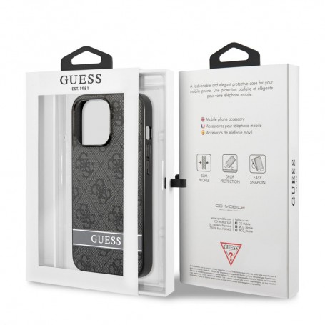 Funda Guess para Apple iPhone 13 Pro Gris con logo y franja Gris
