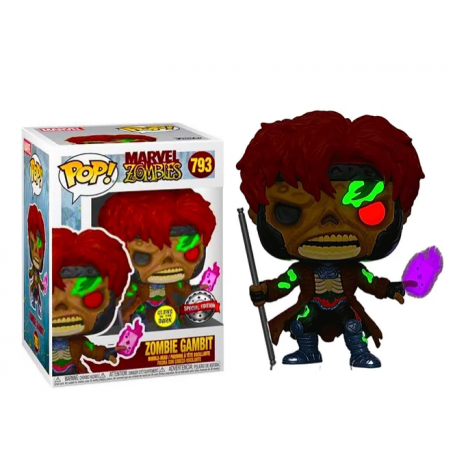 Figura Funko Pop! Marvel Zombies Zombie Gambit Modelo 793 | 52262 Edición Especial Brilla en la Oscuridad