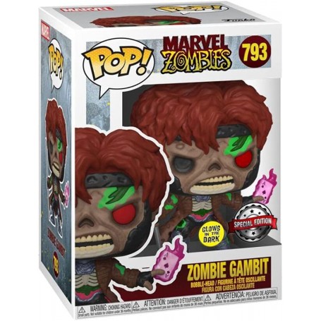 Figura Funko Pop! Marvel Zombies Zombie Gambit Modelo 793 | 52262 Edición Especial Brilla en la Oscuridad