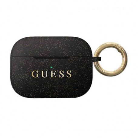 Funda Guess Silicona para Apple Airpods Pro Purpurina Negro Modelo GUACAPSILGLBK