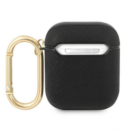 Funda Guess Silicona para Apple Airpods Negro Saffiano Modelo GUA2SASMK