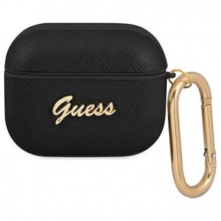 Funda Guess Silicona para Apple Airpods 3 Negro Saffiano Modelo GUAPSASMK