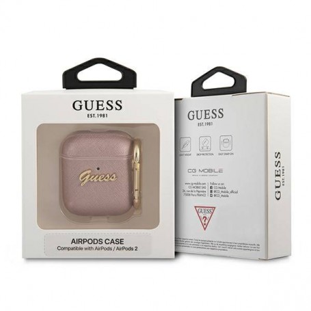 Funda Guess Silicona para Apple Airpods Rosa Saffiano Modelo GUA2SASMP
