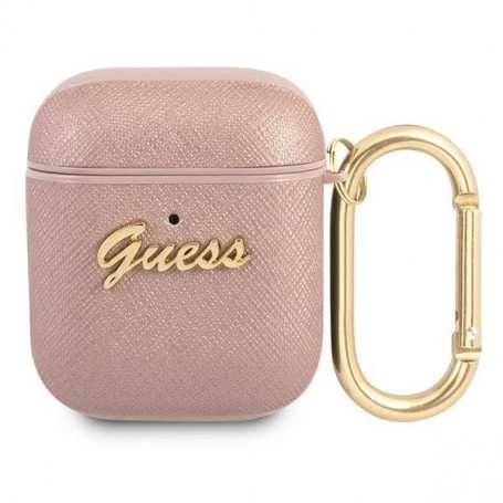 Funda Guess Silicona para Apple Airpods Rosa Saffiano Modelo GUA2SASMP