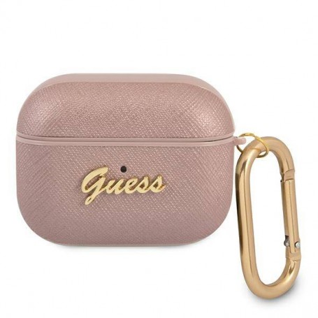 Funda Guess Silicona para Apple Airpods Pro Saffiano Rosa Modelo GUAPSASMP