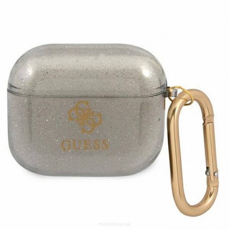 Funda Guess Silicona para Apple Airpods 3 Negro Glitter Modelo GUA3UCG4GK