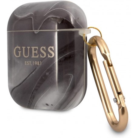 Funda Guess Silicona para Apple Airpods Negro Marmolado Modelo GUA2UNMK
