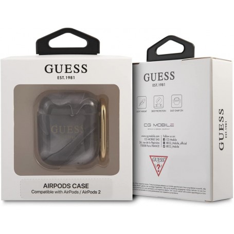 Funda Guess Silicona para Apple Airpods Negro Marmolado Modelo GUA2UNMK