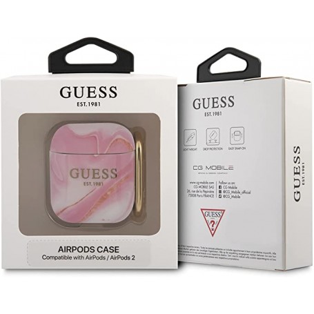 Funda Guess Silicona para Apple Airpods Rosa Marmolado Modelo GUA2UNMP