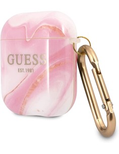 Funda Guess Silicona para Apple Airpods Rosa Marmolado...