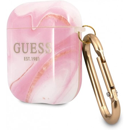 Funda Guess Silicona para Apple Airpods Rosa Marmolado Modelo GUA2UNMP