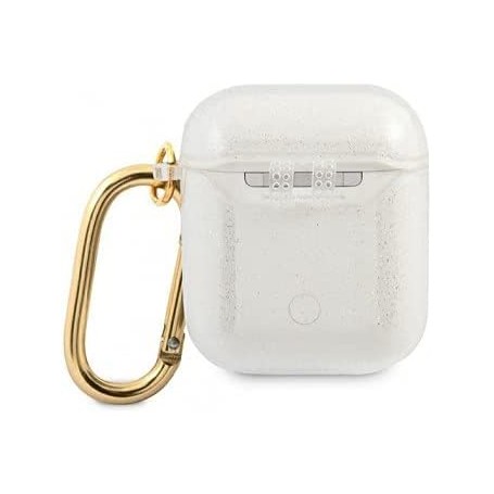 Funda Guess Silicona para Apple Airpods Blanca Glitter Modelo GUA2UCG4GT