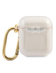 Funda Guess Silicona para Apple Airpods Dorada Glitter... 2