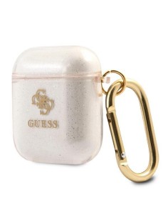 Funda Guess Silicona para Apple Airpods Dorada Glitter...