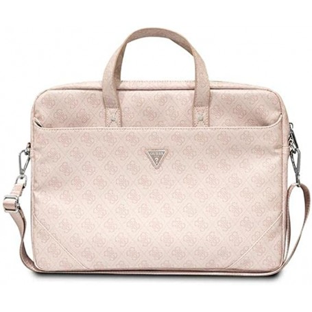 Maletín Guess para portátil y tablet de 15" con logotipo triángulo estampado Rosa Modelo GUCB15P4TP