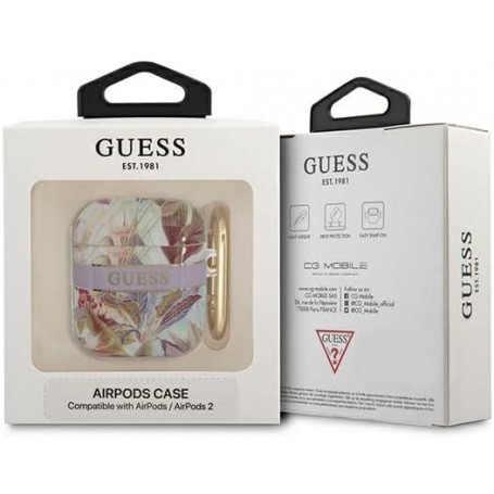 Funda Guess Silicona para Apple Airpods Violeta Flores Modelo GUA2HHFLU