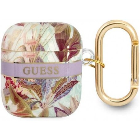 Funda Guess Silicona para Apple Airpods Violeta Flores Modelo GUA2HHFLU