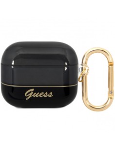 Funda Guess Silicona para Apple Airpods 3 Negro Dorado...