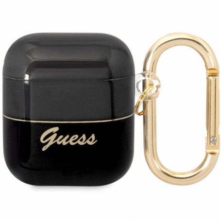 Funda Guess Silicona para Apple Airpods Negro Dorado Modelo GUA2HGCOHK