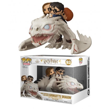 Figura Funko Pop! Rides Harry Potter Harry, Hermione y Ron montando al dragón Gringotts Modelo 93 | 50815