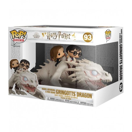 Figura Funko Pop! Rides Harry Potter Harry, Hermione y Ron montando al dragón Gringotts Modelo 93 | 50815